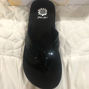 Black sequin Yellowbox flip flops